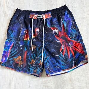 Trunkers Swim Trunks Shorts Adult XL Limited Edition Parrot design with Lining